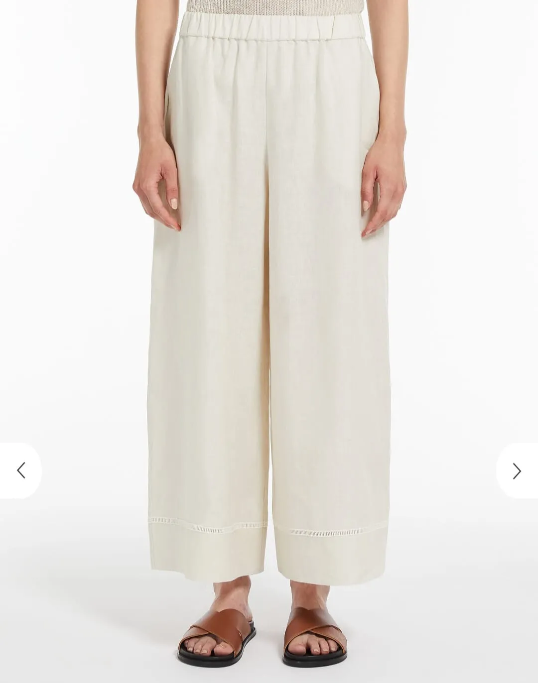 Pantaloni cropped in puro lino