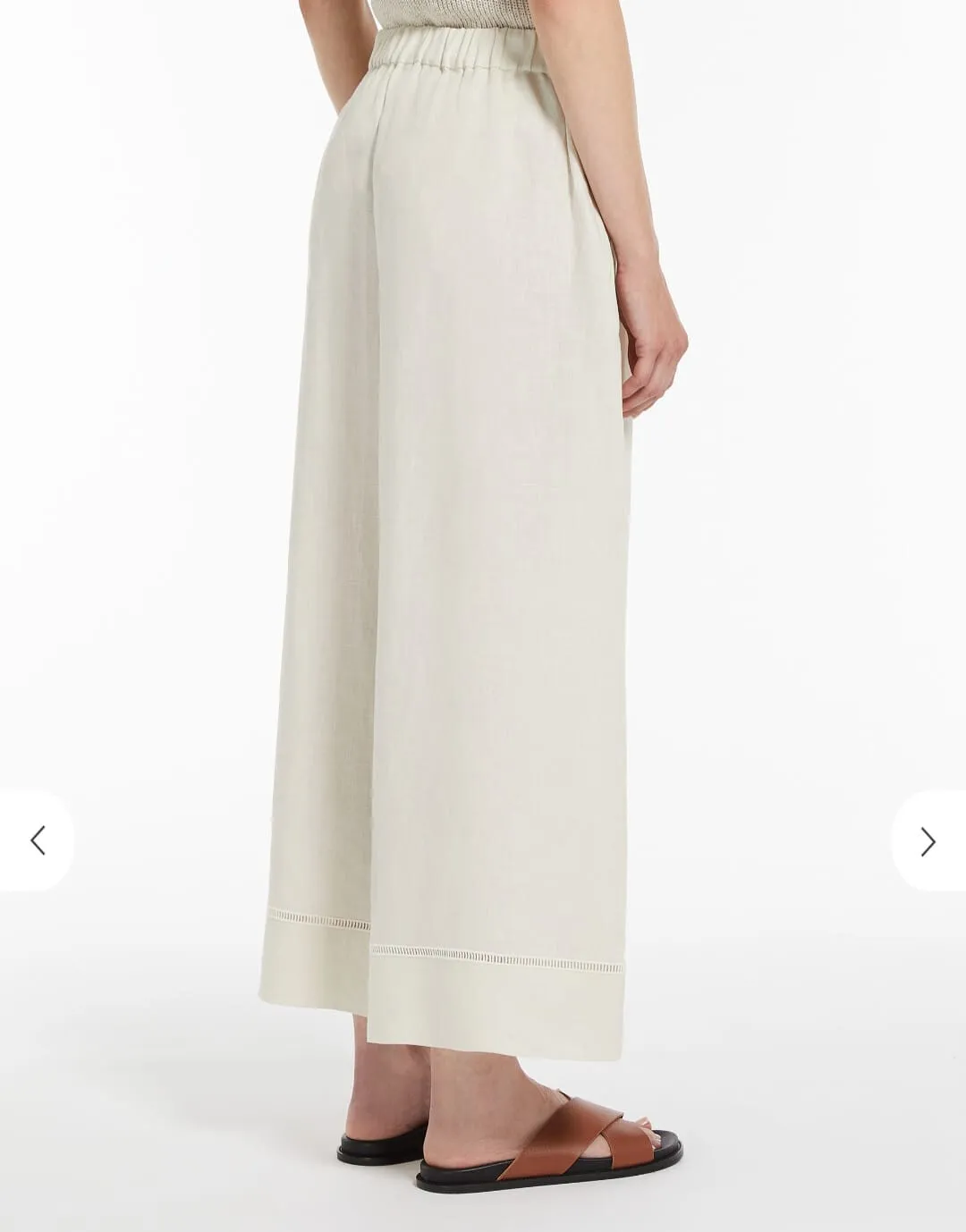 Pantaloni cropped in puro lino