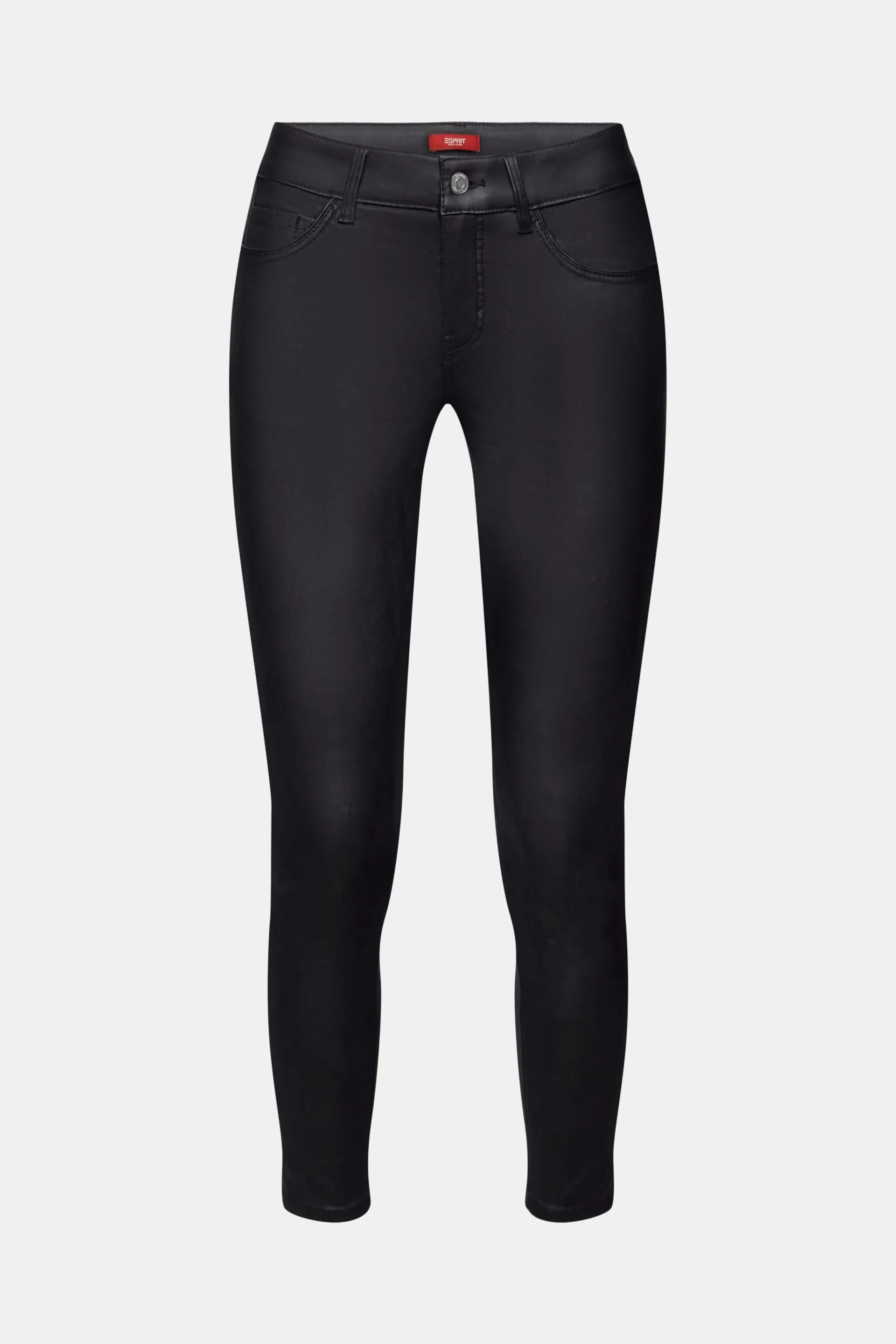 Pantaloni rivestiti a vita media e gamba skinny