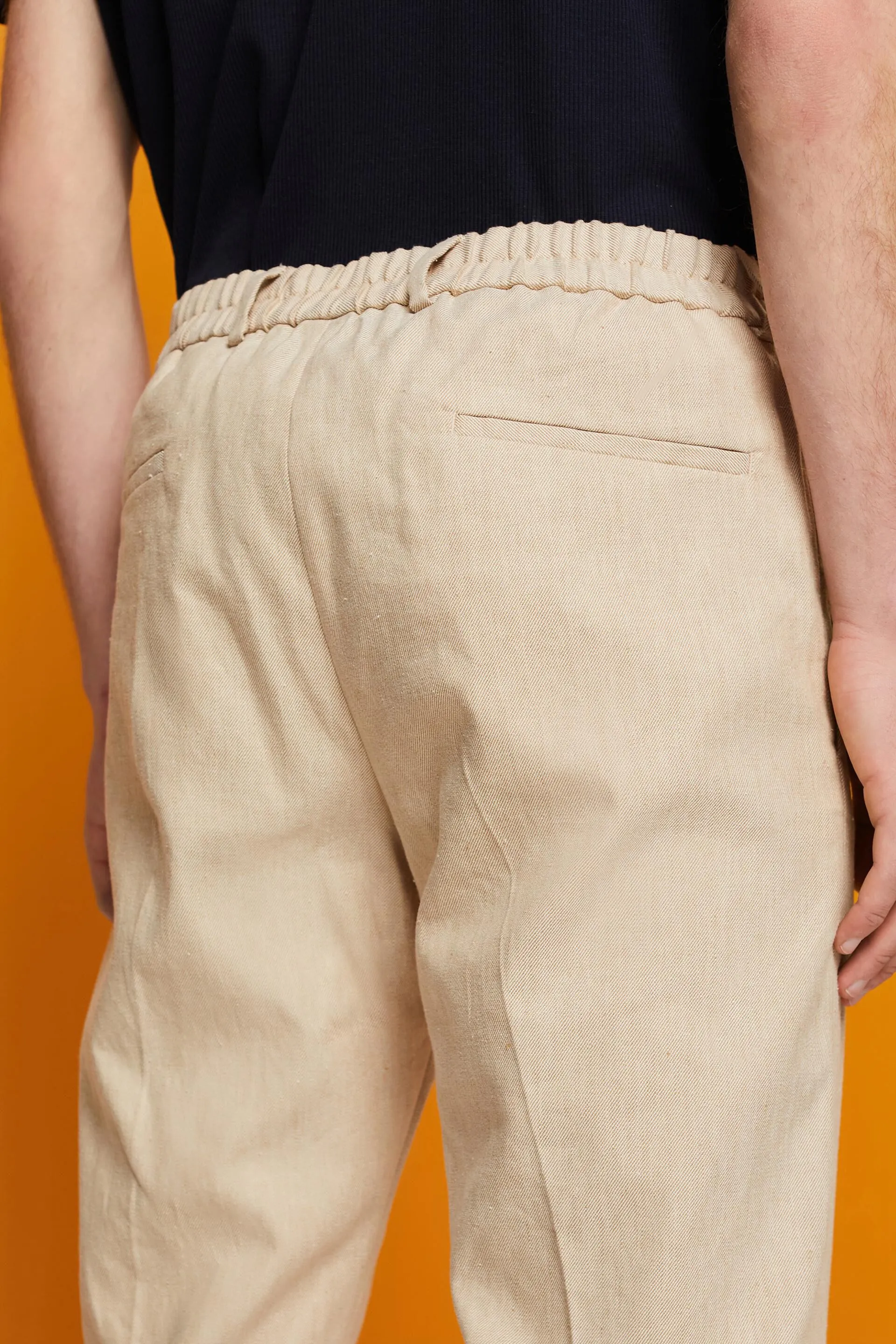 Pantaloni slim fit in misto lino e cotone