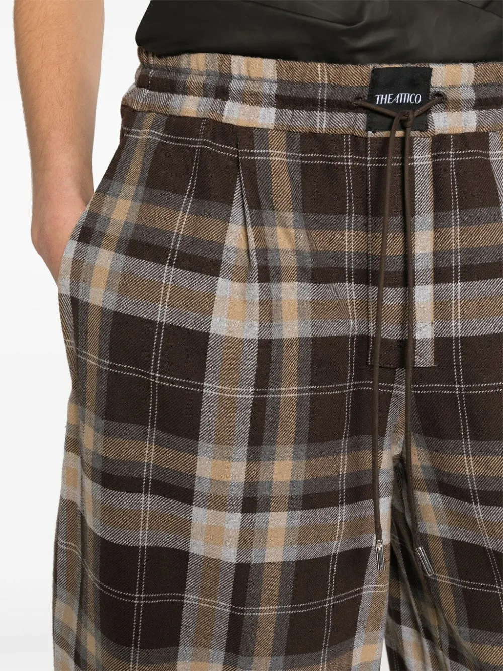 Pantaloni sportivi a quadri in marrone - donna