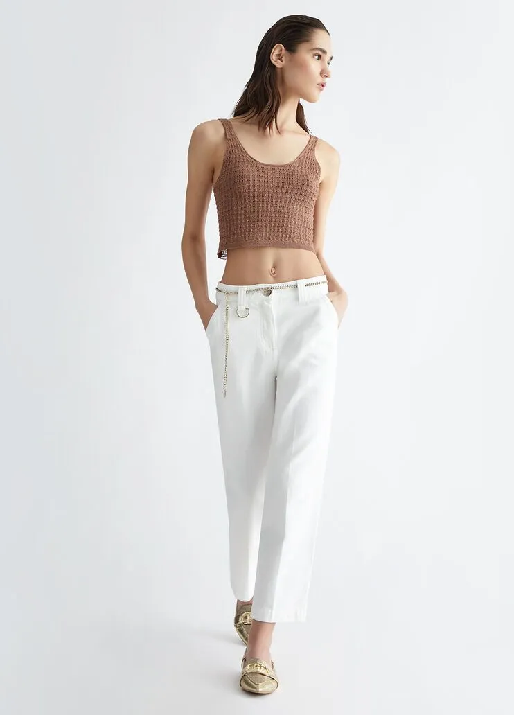 Pantaloni straight cropped liu jo