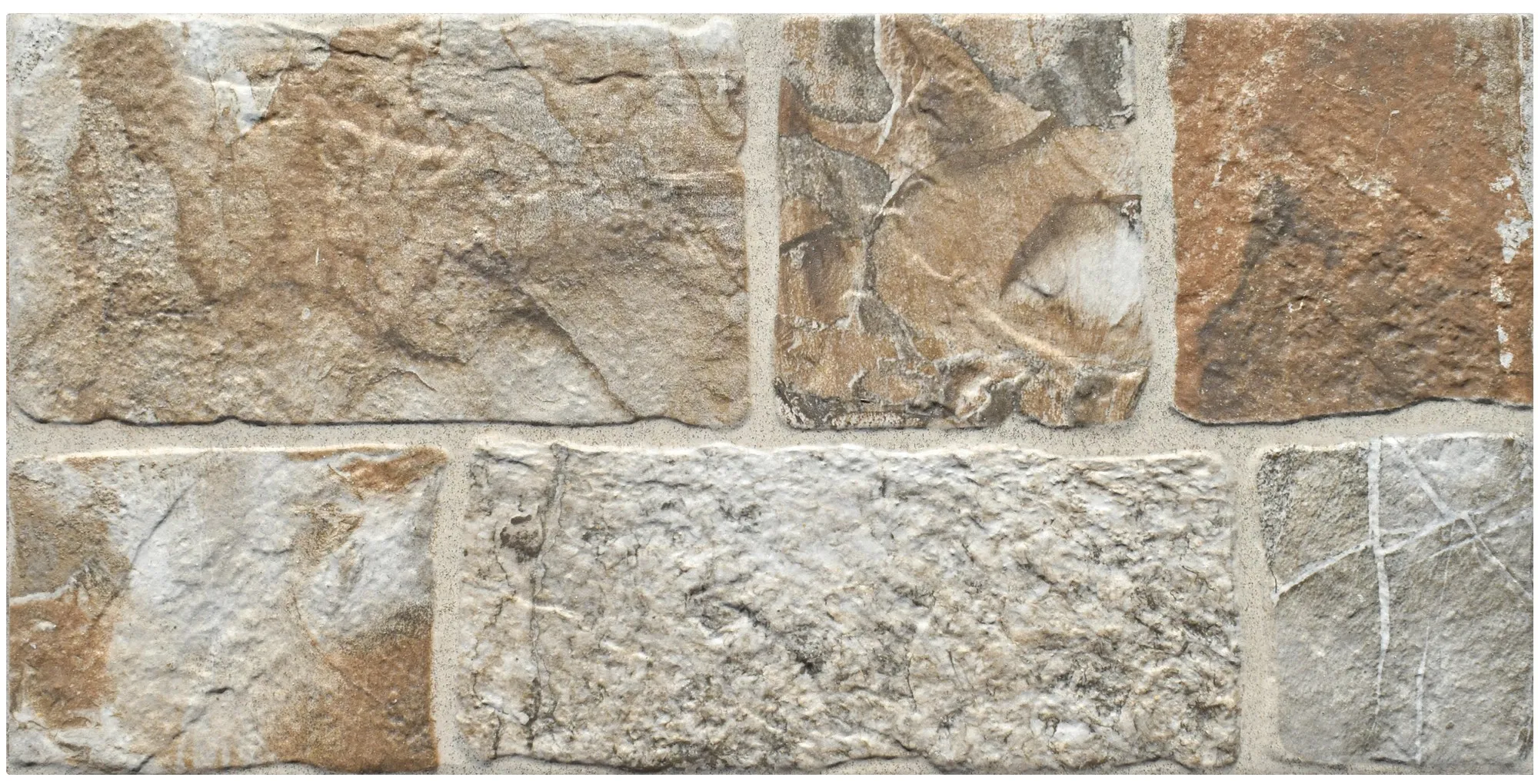 Piastrella in gres porcellanato Abbazie pietra multicolor 25x50 cm 1,25 m²