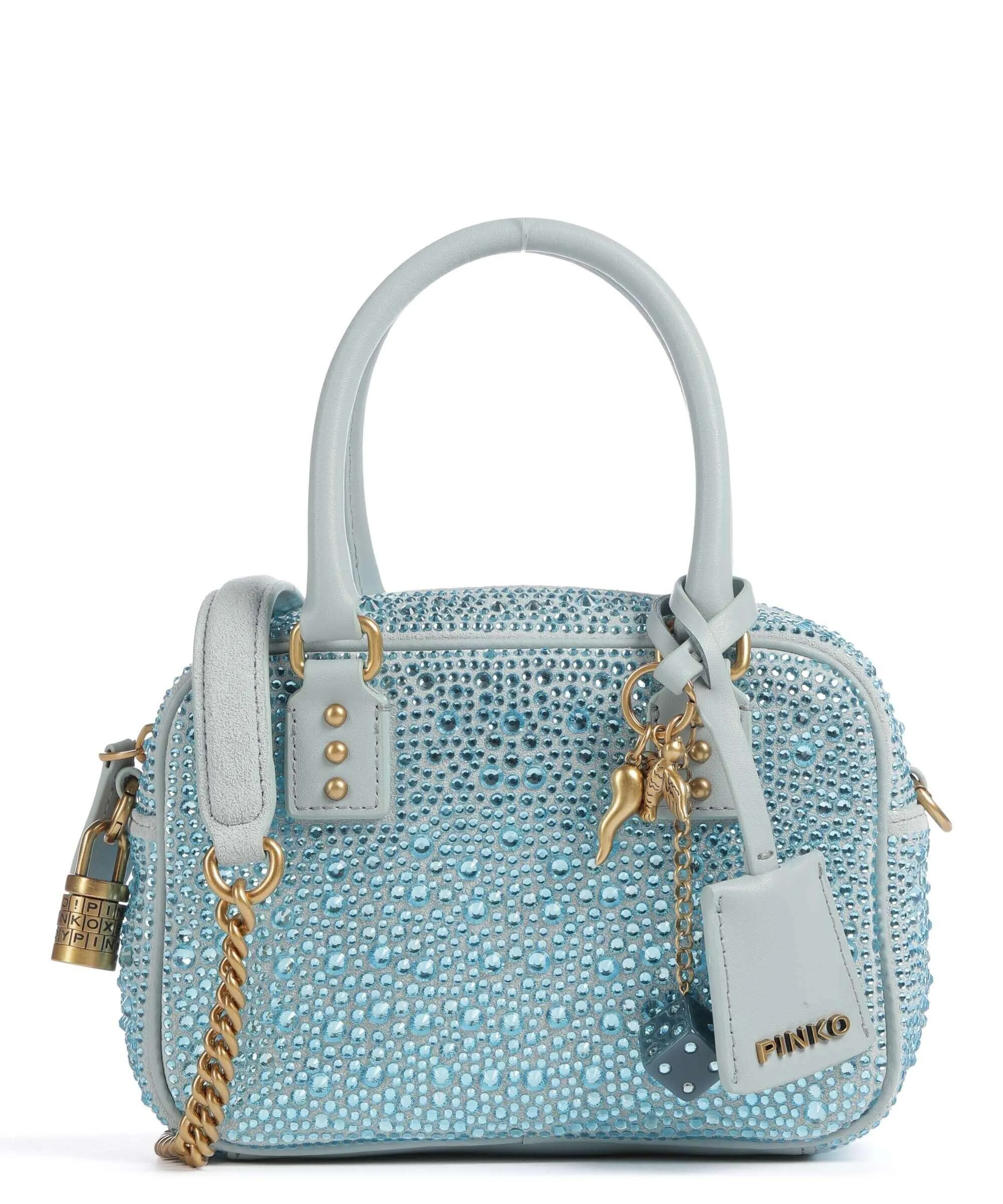  Pinko Bowling Mini Borsa a tracolla poliammide, poliuretano blu chiaro  