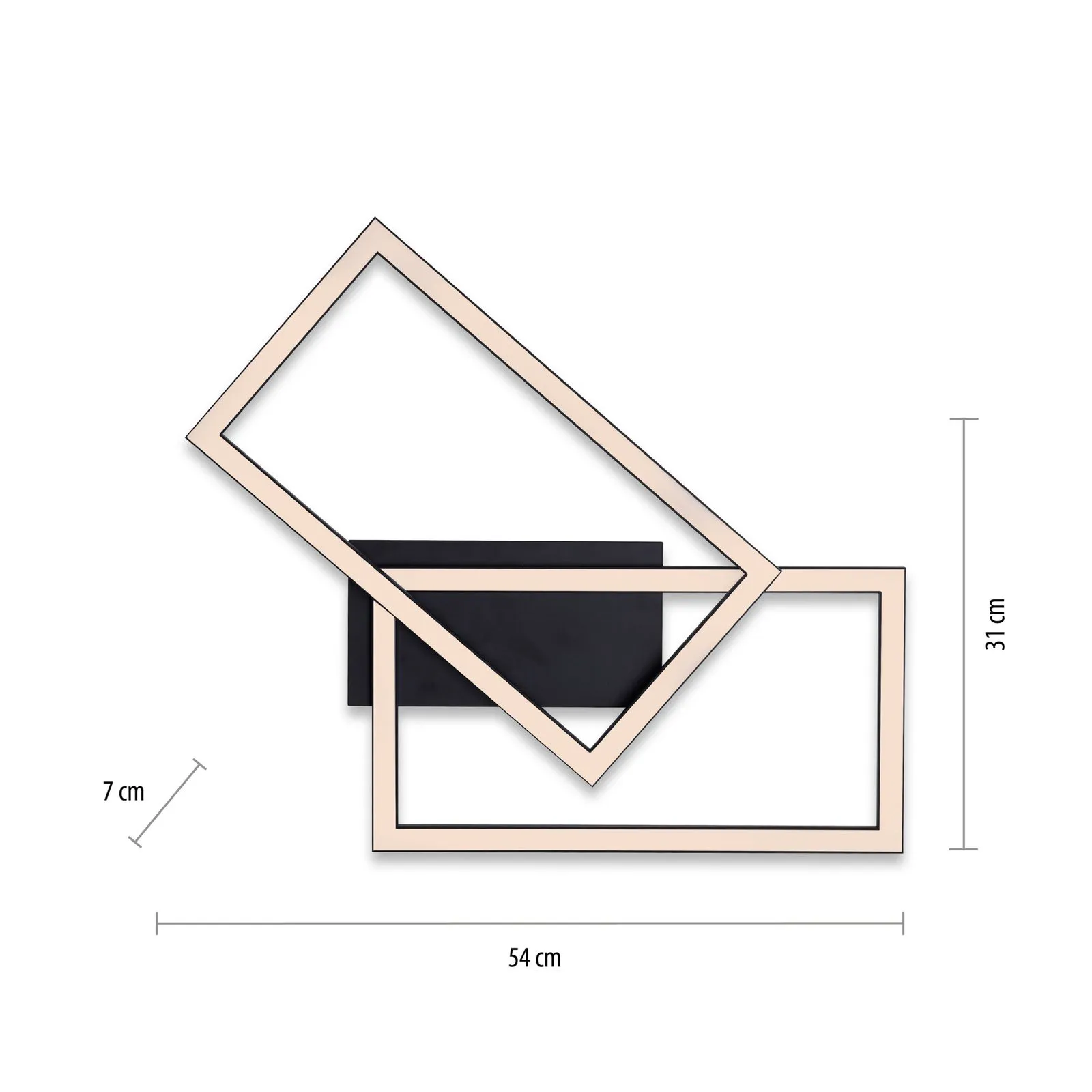 Plafoniera LED Iven, dim, nero, 54x31cm