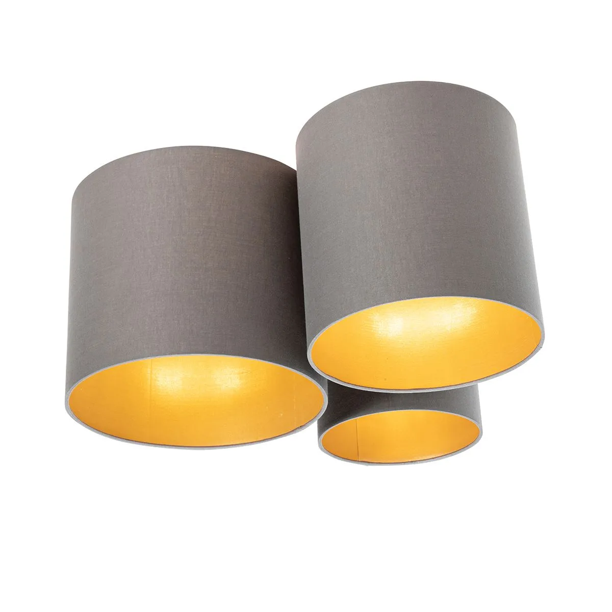 Plafoniera tortora con interno oro 3 luci - Multidrum