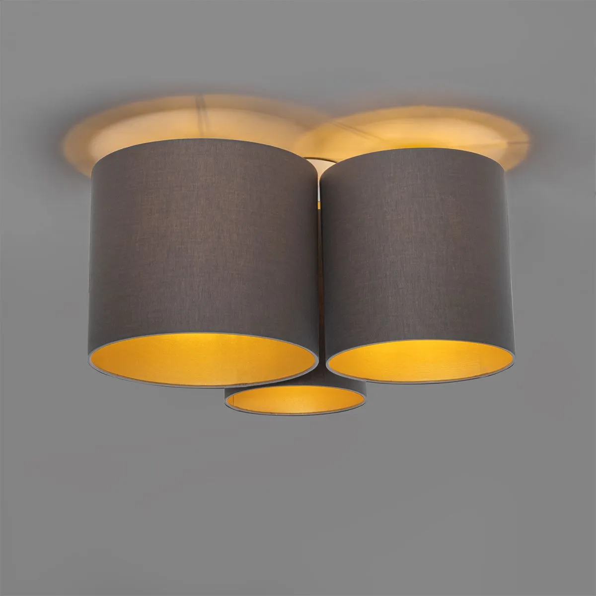 Plafoniera tortora con interno oro 3 luci - Multidrum