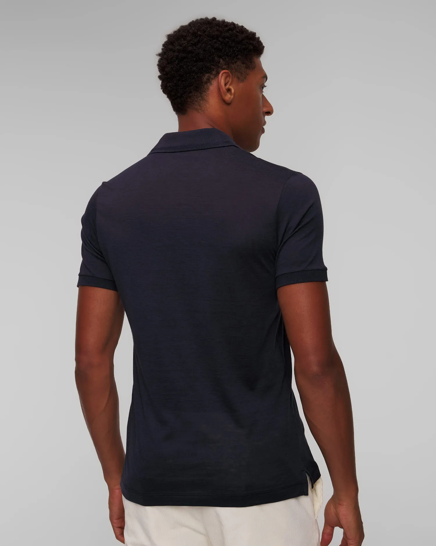 Polo blu scuro in seta da uomo Paul&Shark Silk 14311701-50