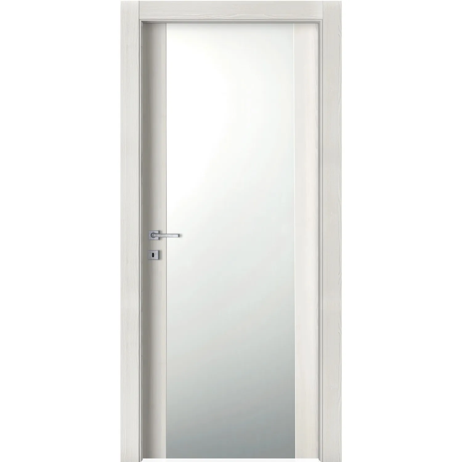 Porta battente vetrata reversibile Manaslu acero neve 200x60 cm