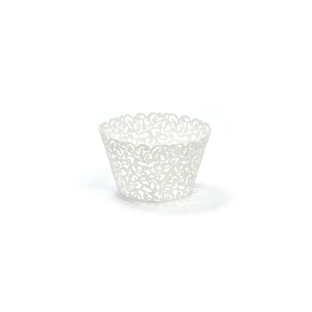Porta Muffin Cartonicino Per Dolci  Pirottini Dolcetti cf 10 pezzicolore bianco pizzo