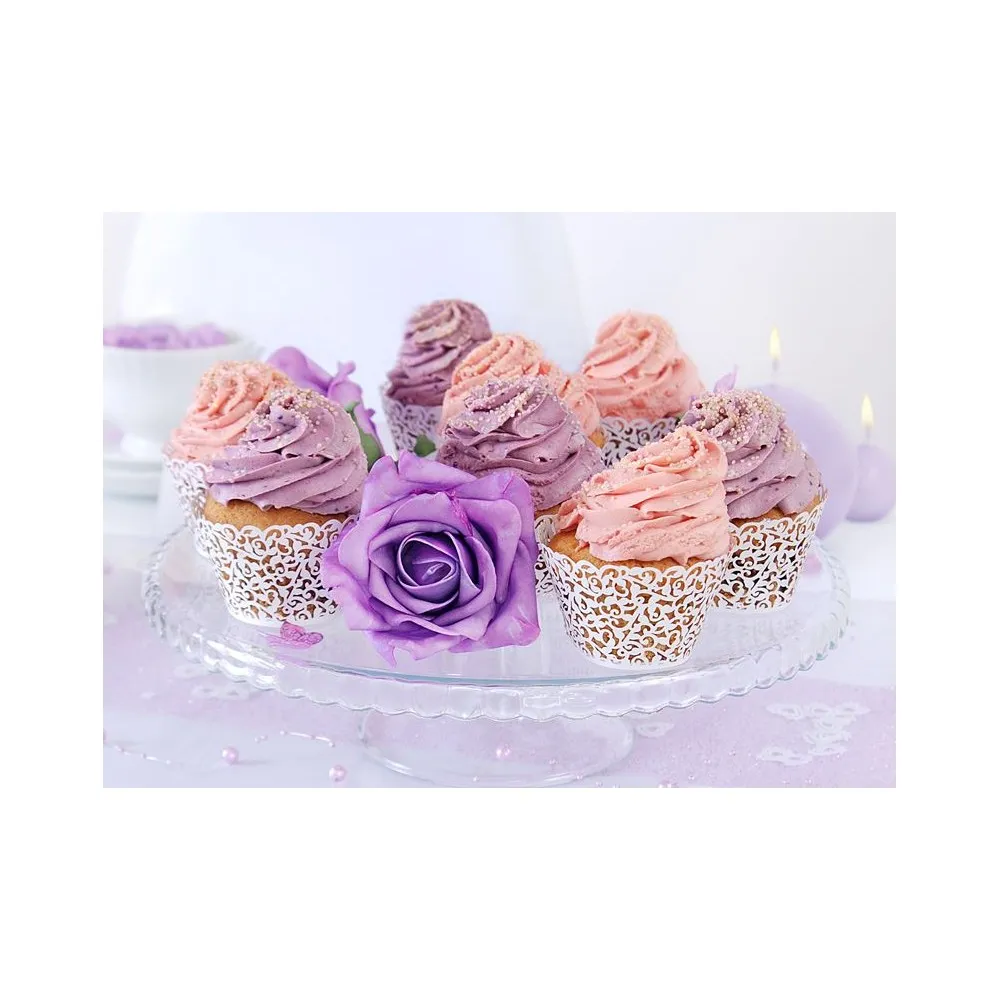 Porta Muffin Cartonicino Per Dolci  Pirottini Dolcetti cf 10 pezzicolore bianco pizzo