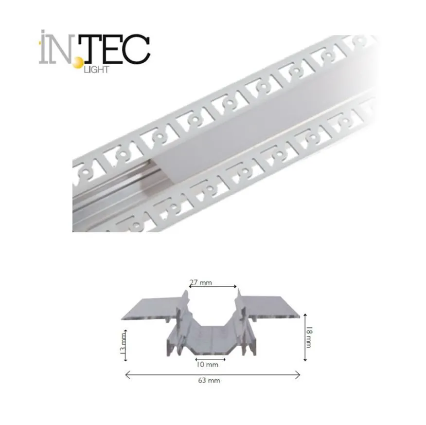 Profilo Incasso In Alluminio Per Strip Led Gorizia 2 mt Intec Light