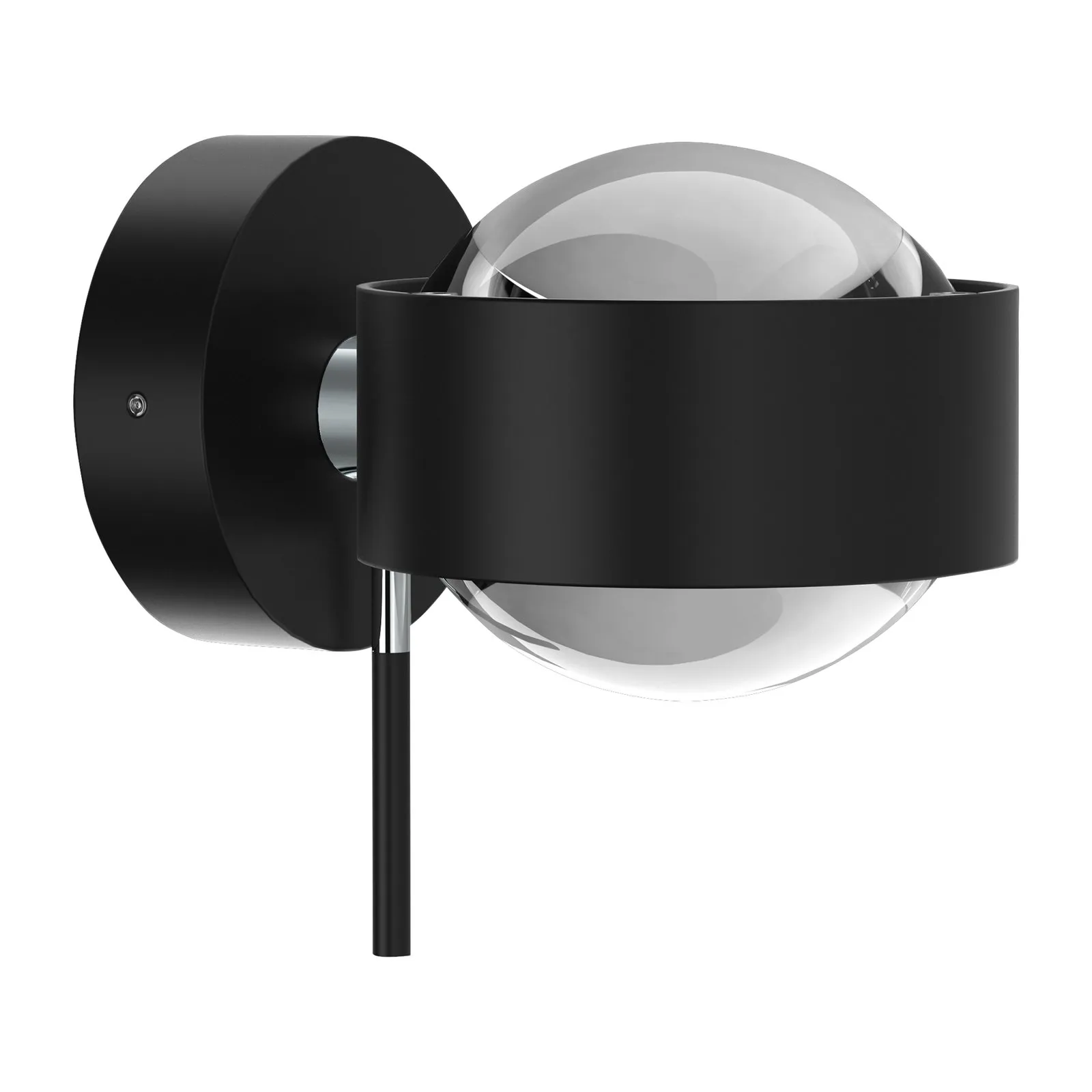 Puk Mini Wall+ Lenti LED trasparenti, nero opaco/cromo