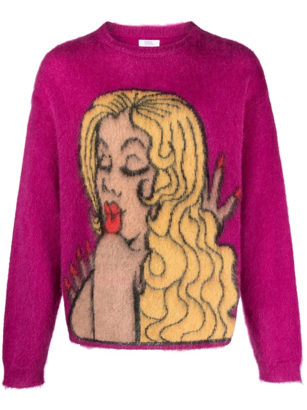 PULLOVER IN MOHAIR CON STAMPA