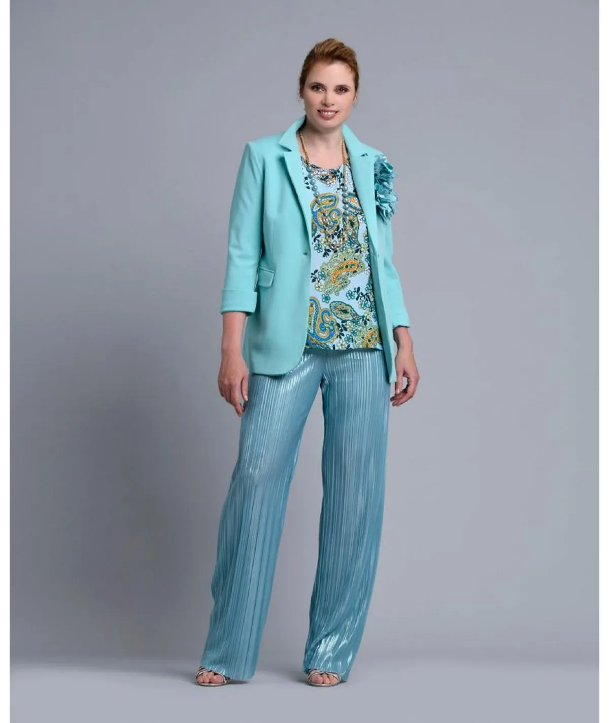 QUIIN21 Pantalone Curvy Plissetato per Donna e Ragazza Taglie Comode