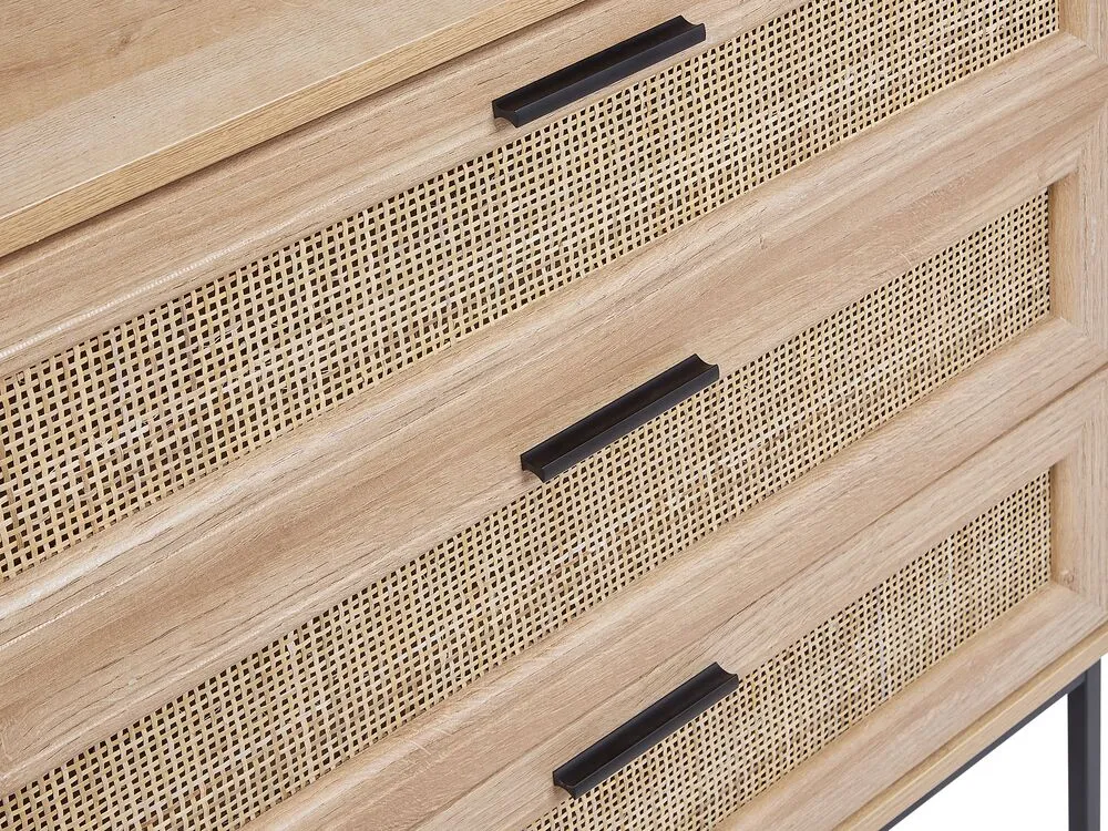 Rattan 3 Drawer Chest Light Wood PASCO