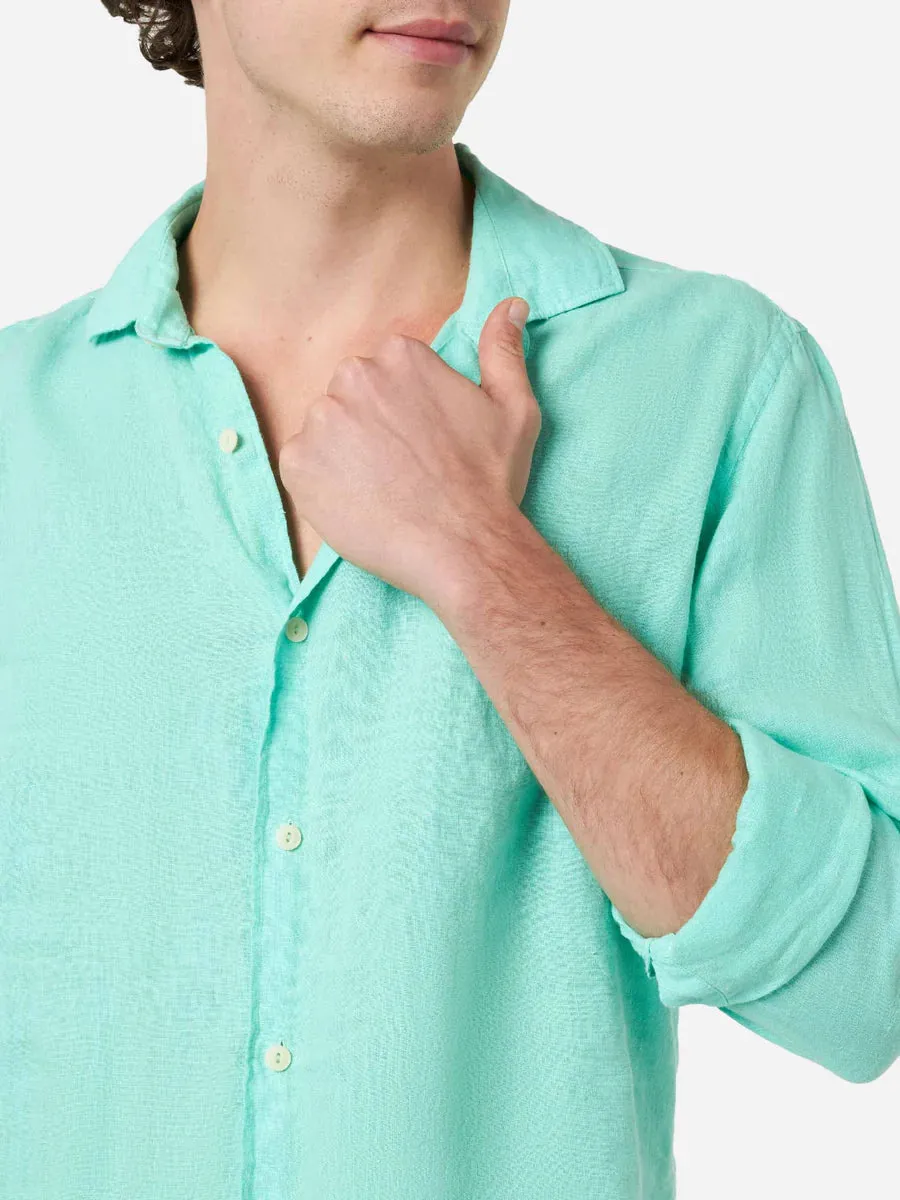 Regular Fit Linen Shirt / Green