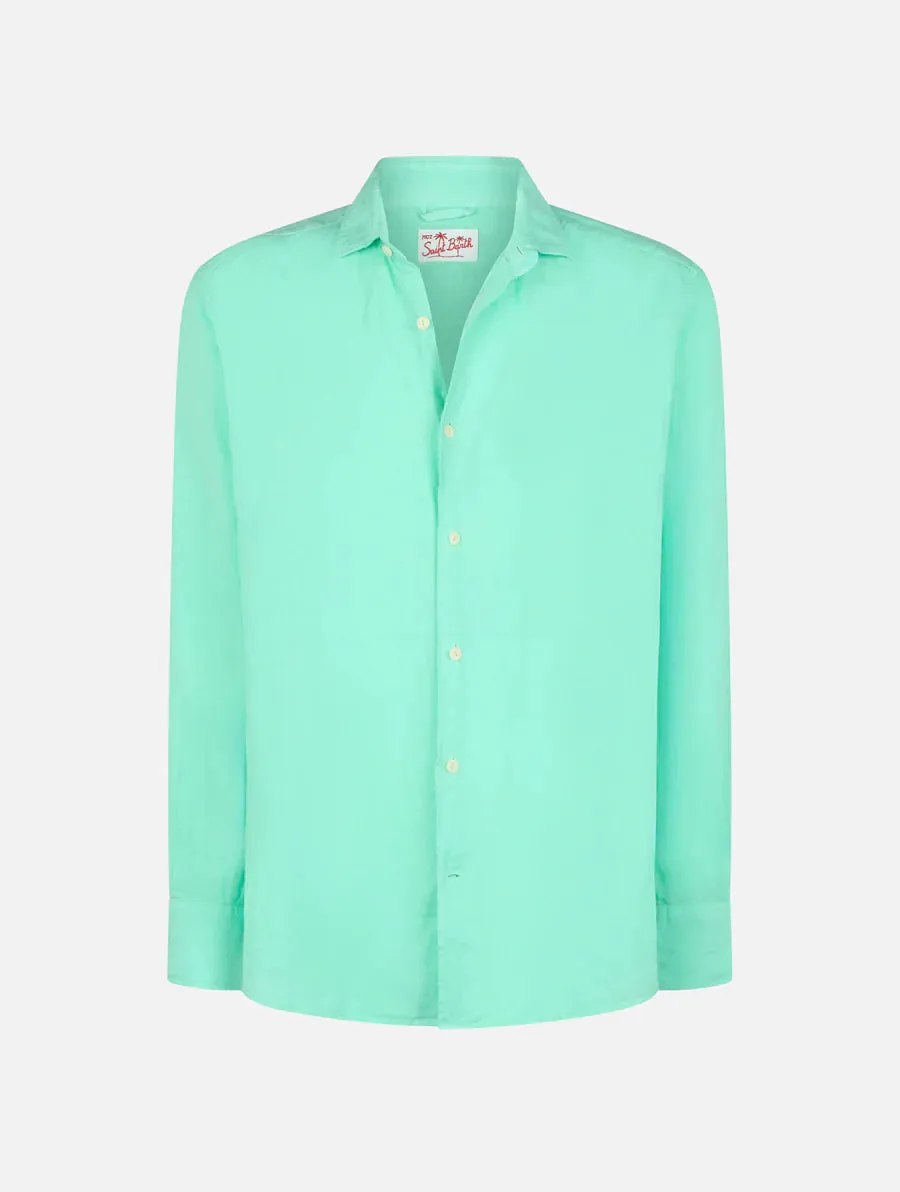 Regular Fit Linen Shirt / Green