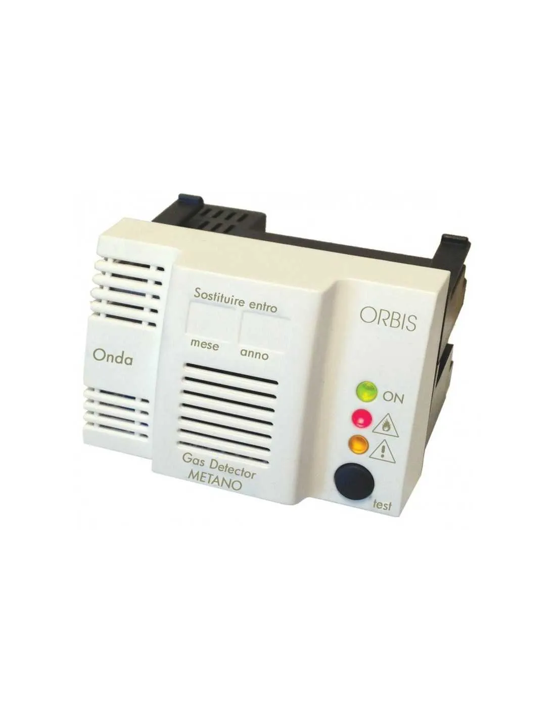 Rilevatore fughe di gas metano da incasso e parete Orbis ONDA OB510000 compatibile con Bticino, Vimar, Gewiss, Legrand e Siemens