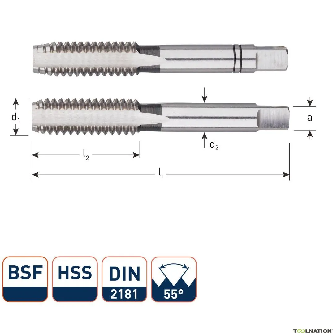 Rotec 306.1010 HSS Set di rubinetti manuali 2 pezzi DIN 2181 BSF 3/16-32