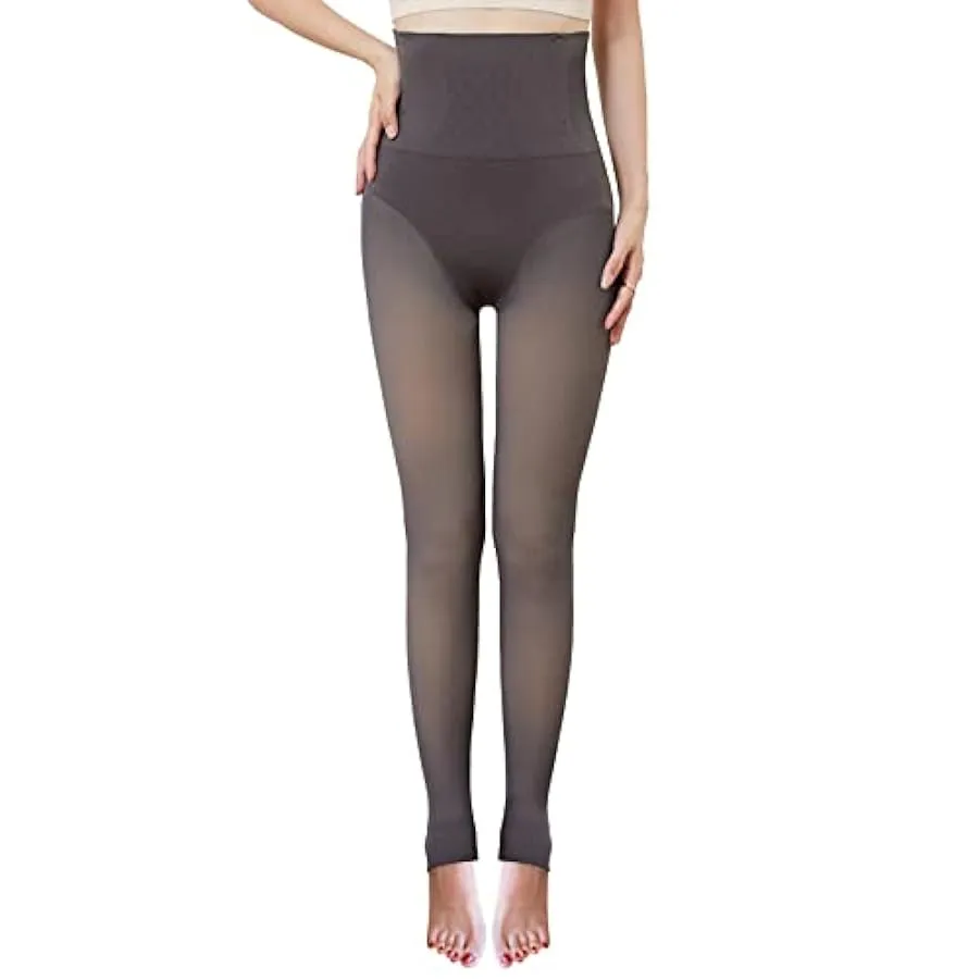 rtdgcv Zaino trasparente da donna invernale in pile termico a vita alta caldo peluche calze gambe finte pantaloni traslucidi dim