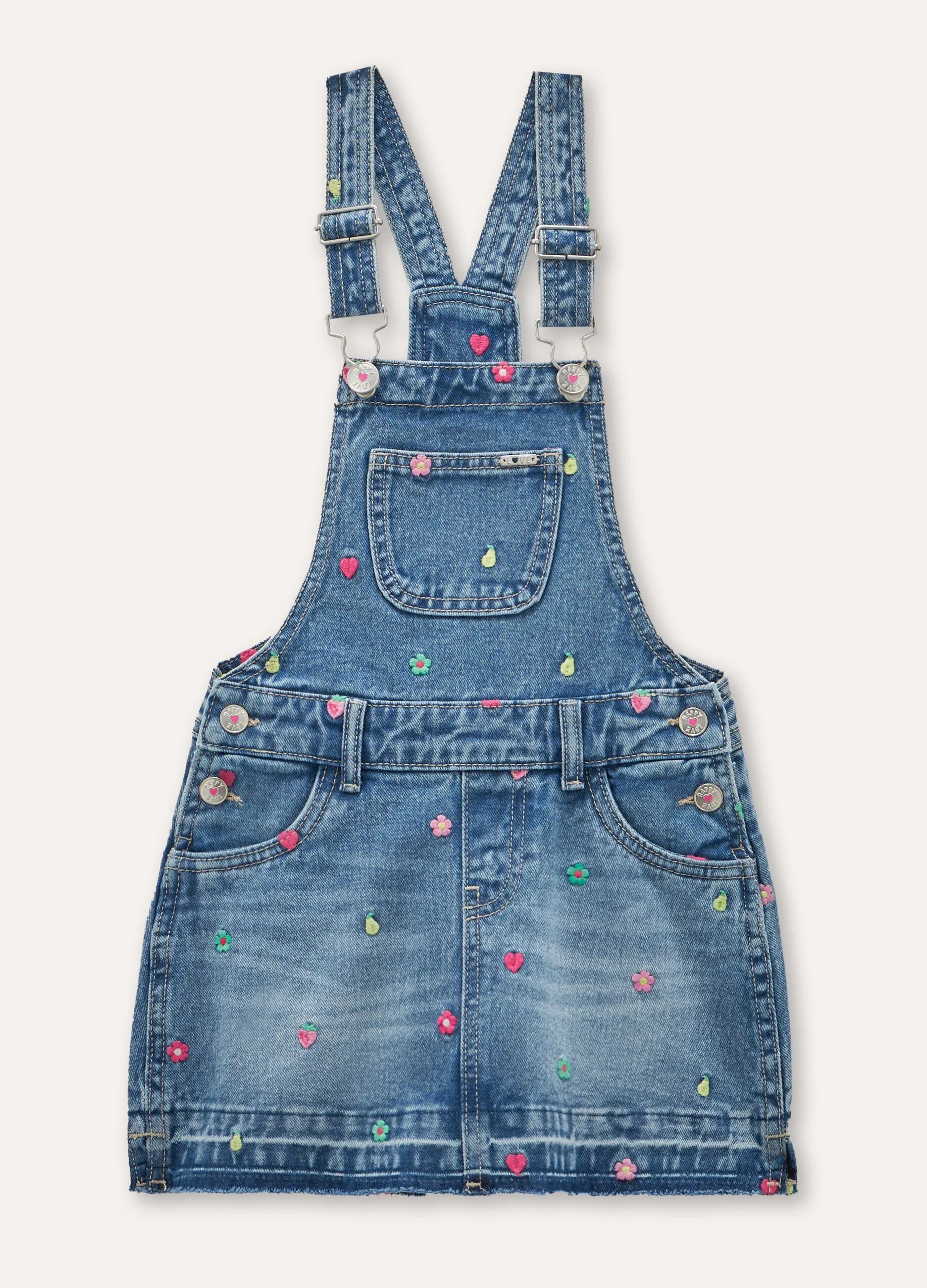 Salopette in denim di puro cotone bambina