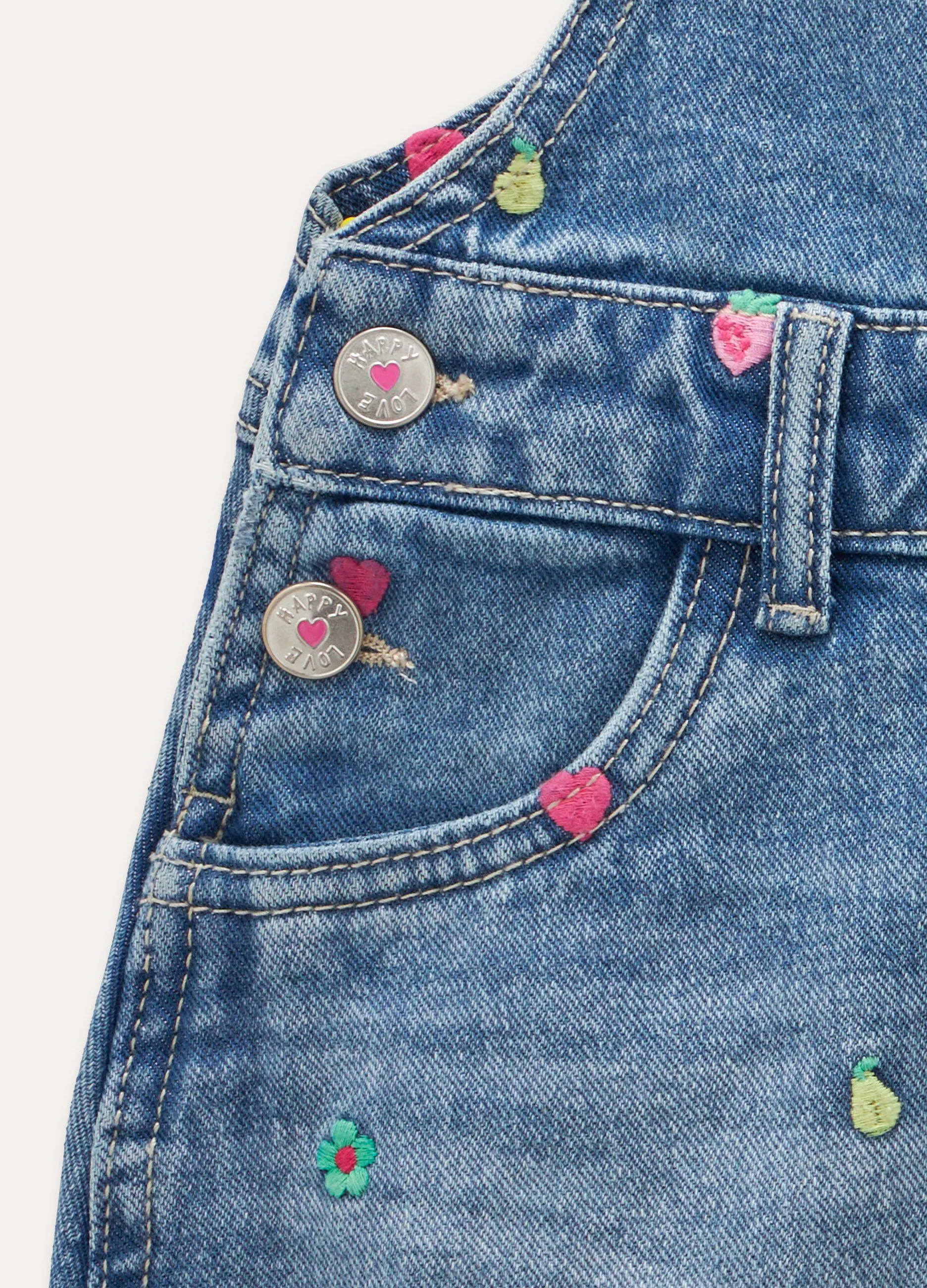 Salopette in denim di puro cotone bambina