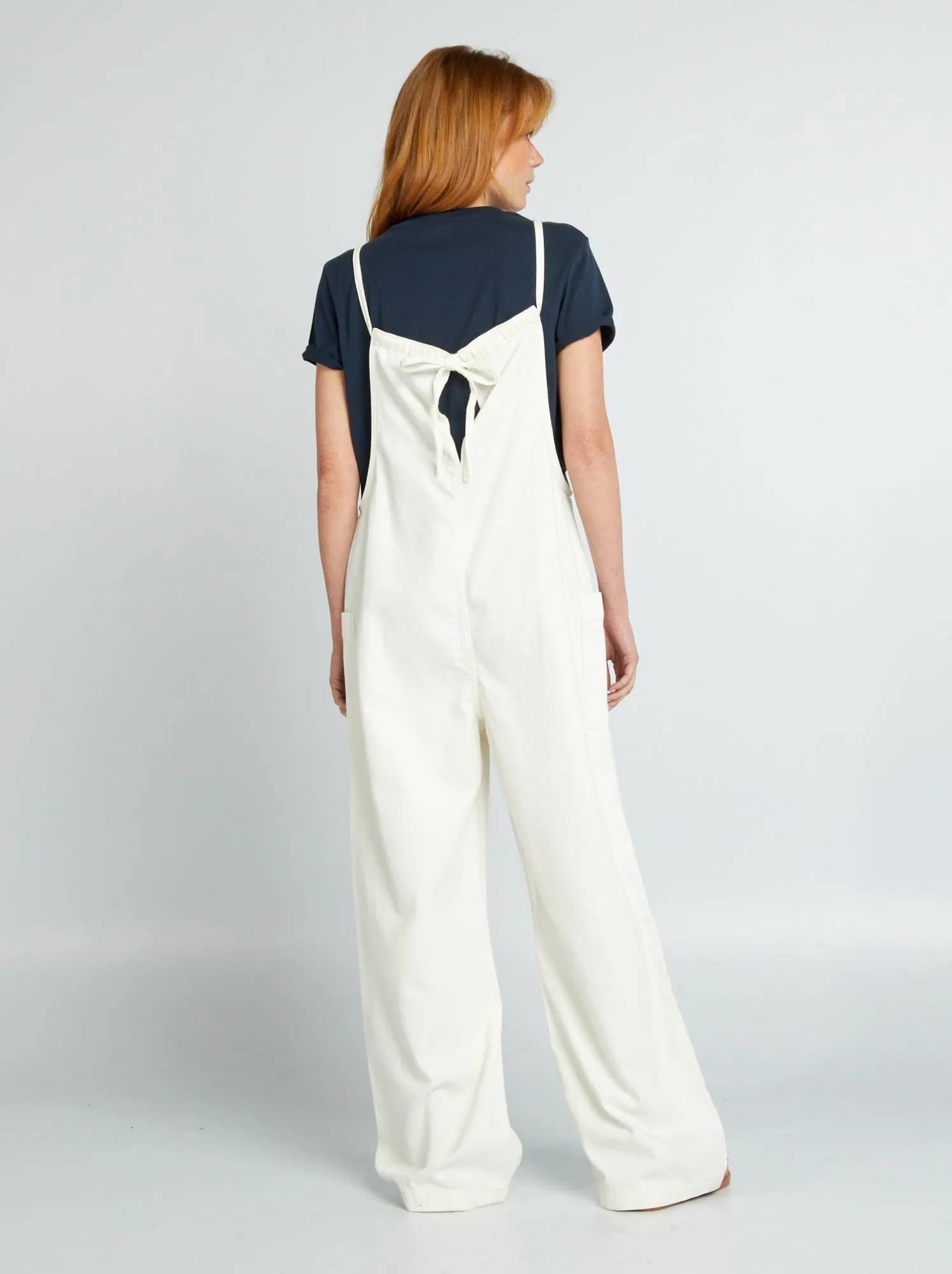 Salopette larga in jeans - BIANCO
