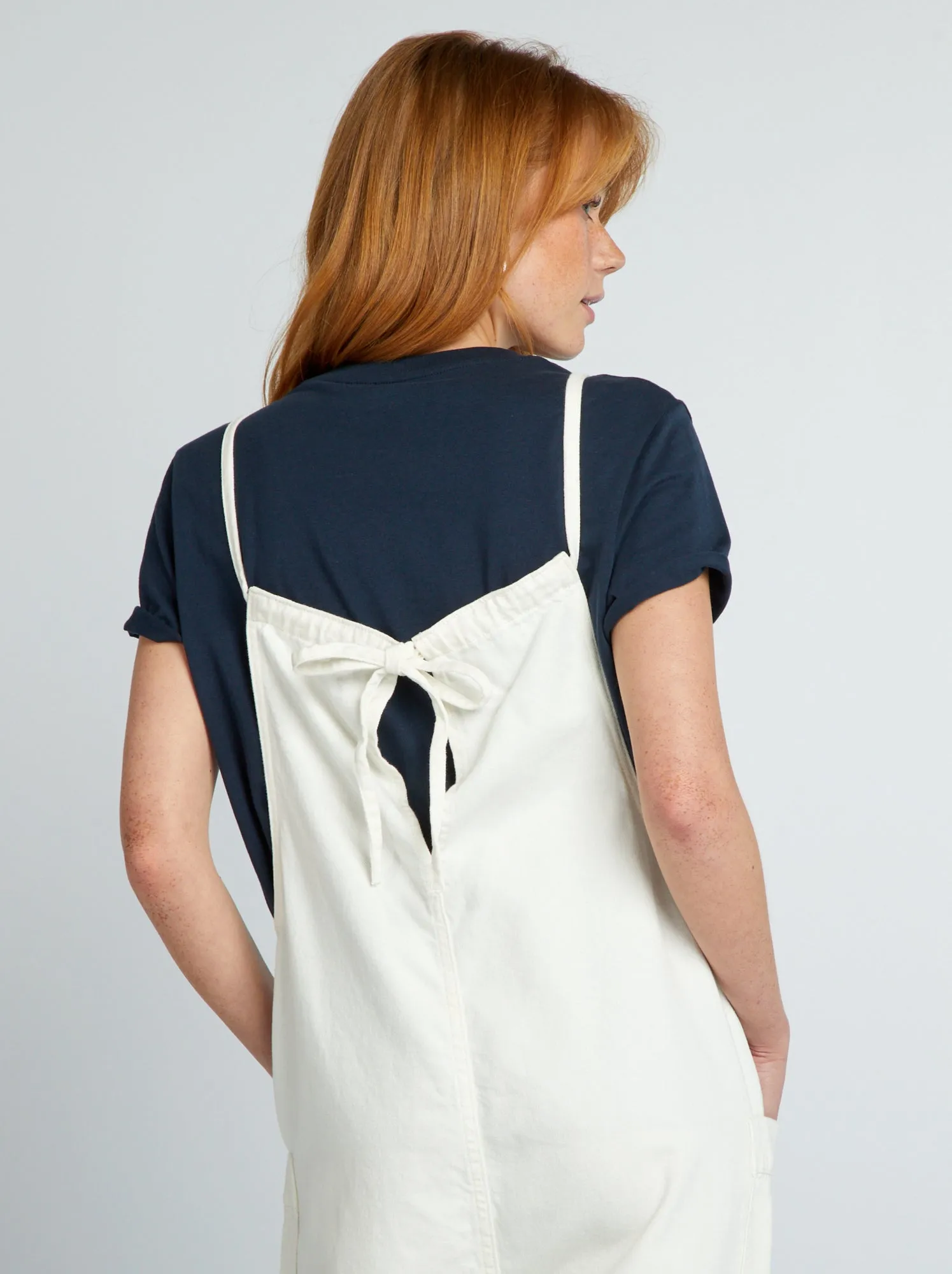 Salopette larga in jeans - BIANCO