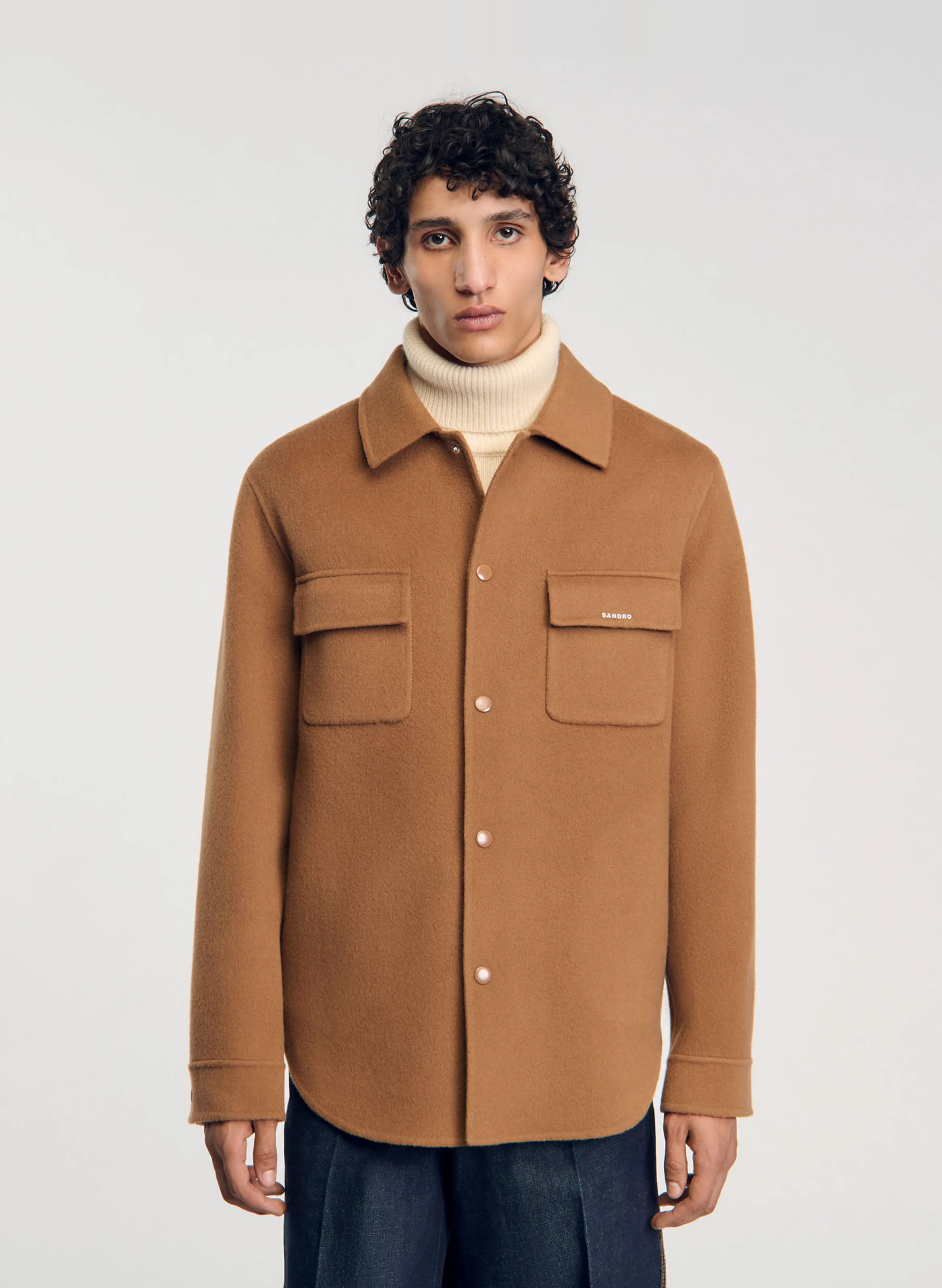  SANDRO   Overshirt collo classico in lana | Marrone
