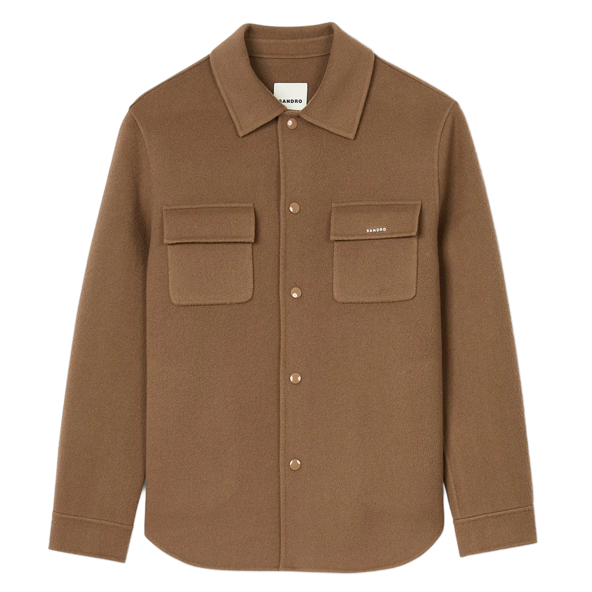  SANDRO   Overshirt collo classico in lana | Marrone