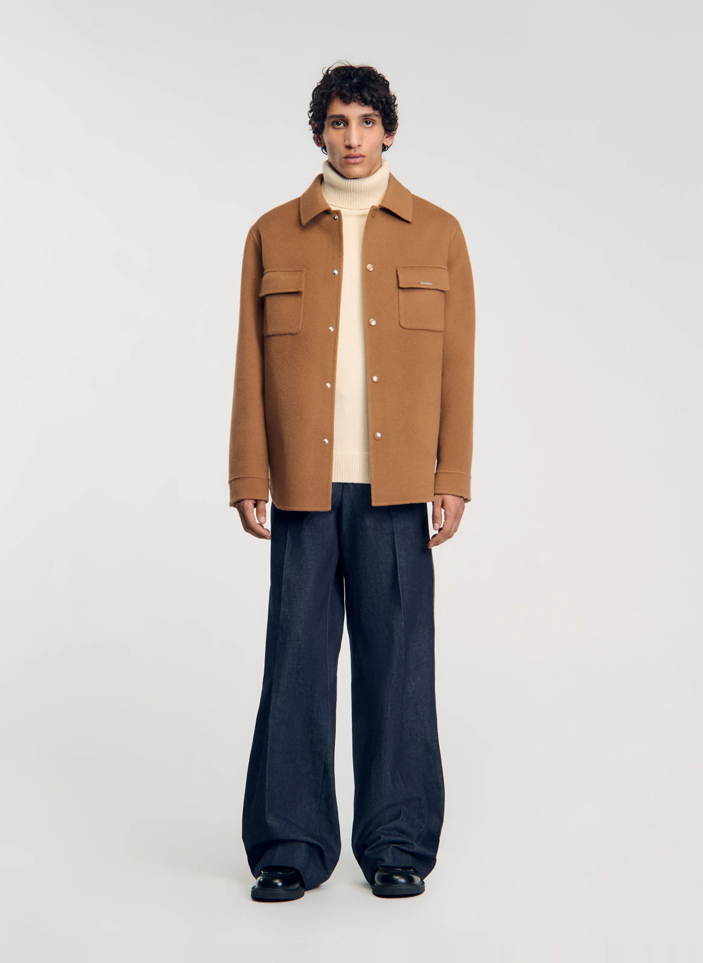  SANDRO   Overshirt collo classico in lana | Marrone