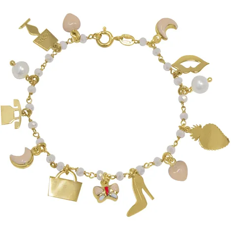 SARNIORO Bracciale simboli in argento dorato