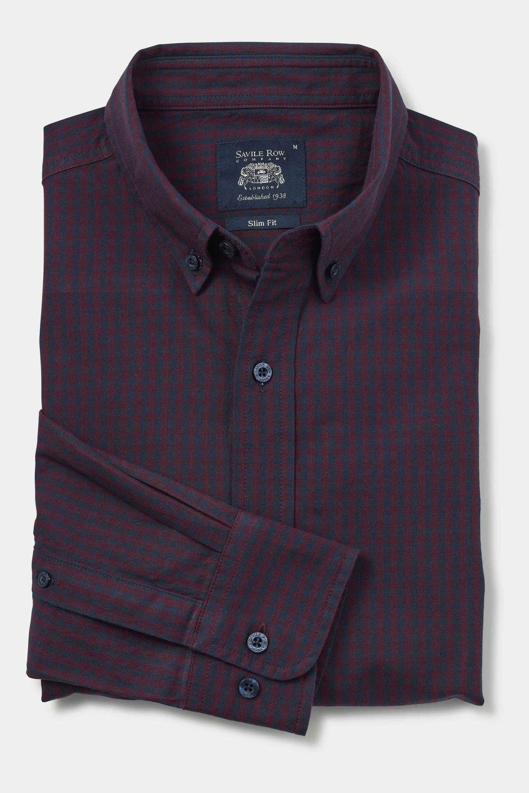 Savile Row Company - Viola - Camicia casual Oxford percalle A quadri