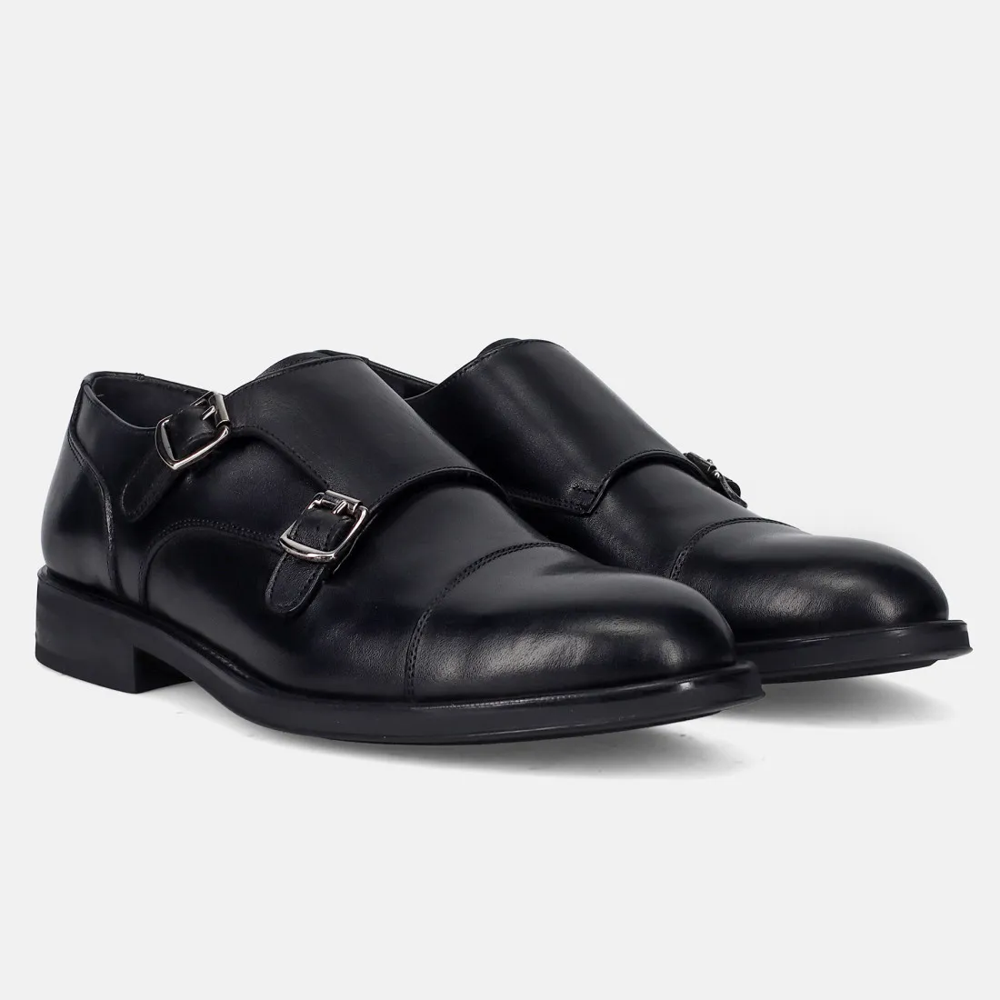 Scarpa da uomo con fibbia Sangiorgio in pelle nera