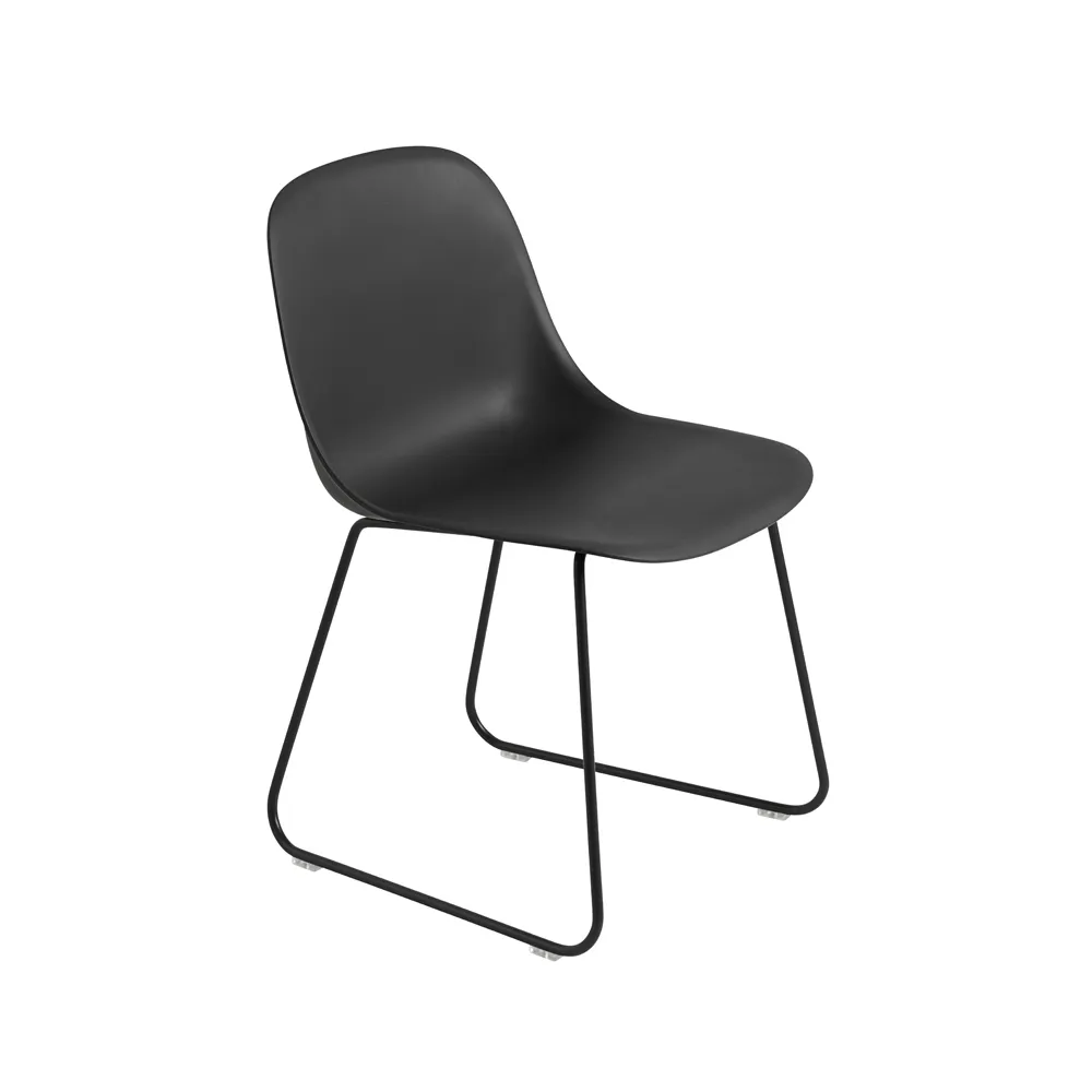 Sedia con gambe in acciaio e seduta in plastica Fiber.jf{font-size:18px}Nero, nero antracite
