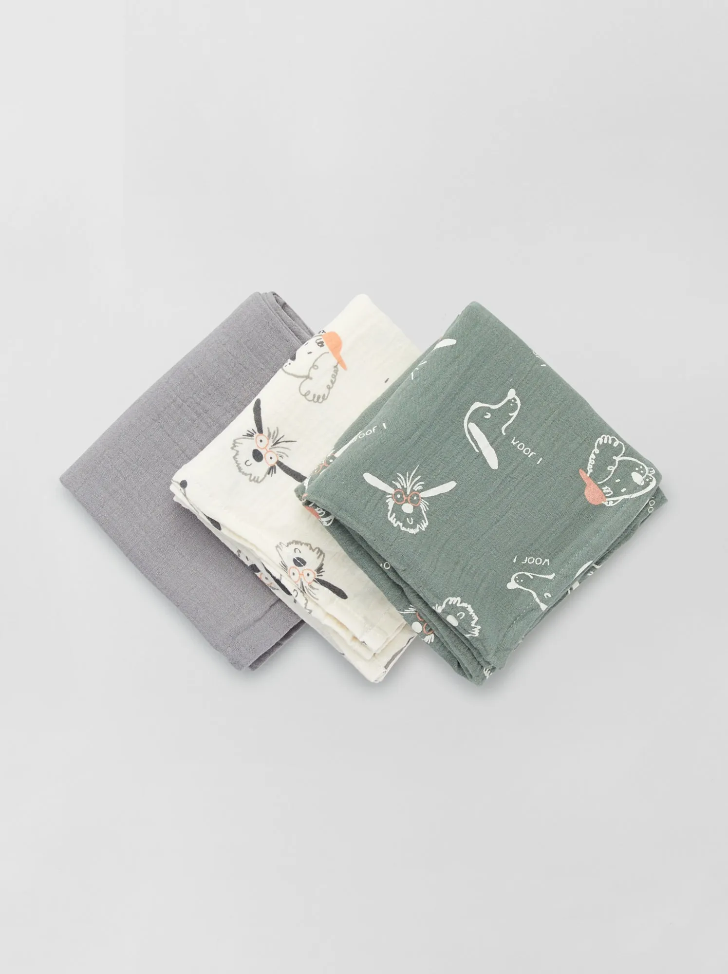 Set di 3 copertine in garza di cotone - BIANCO