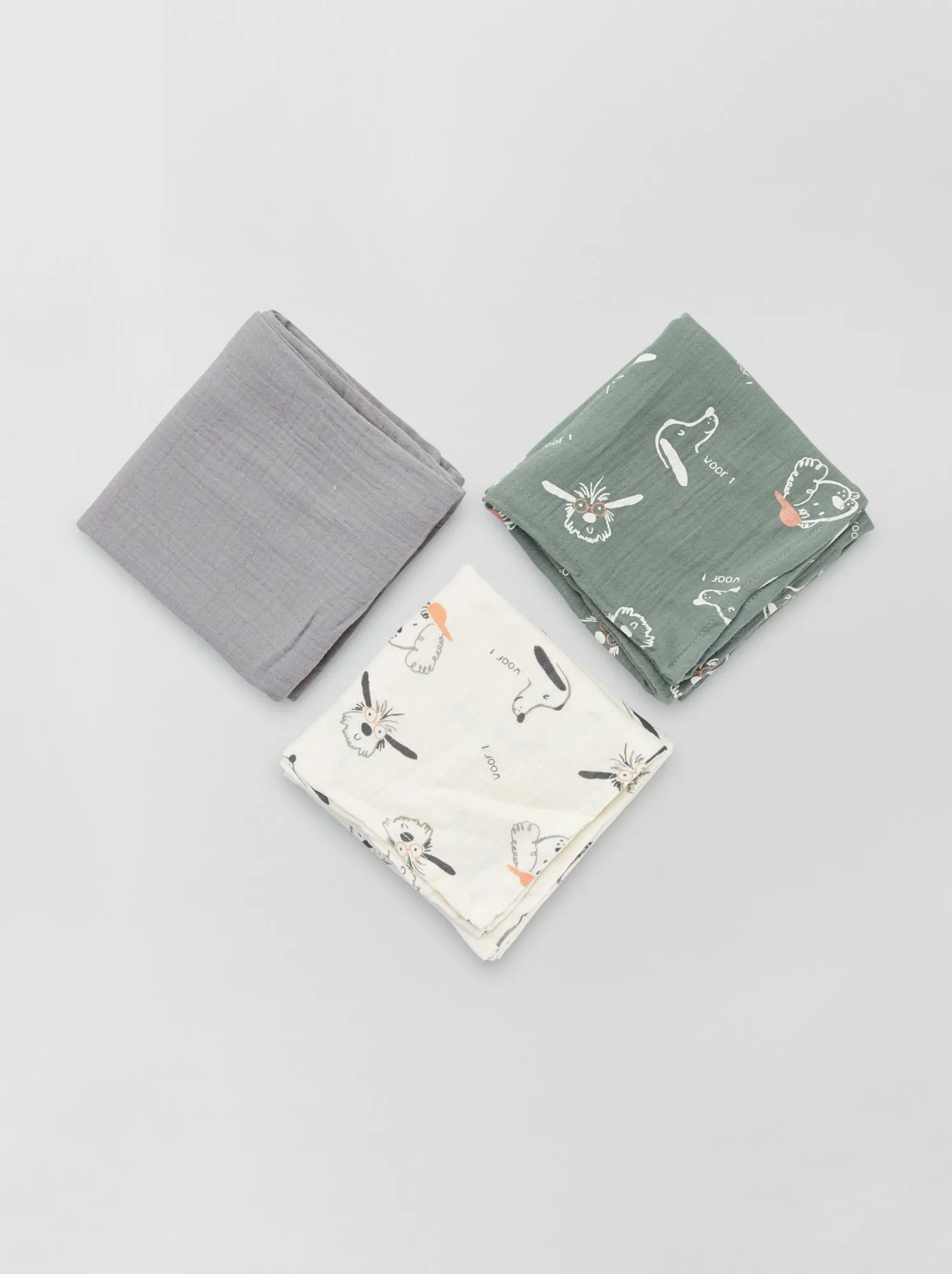 Set di 3 copertine in garza di cotone - BIANCO
