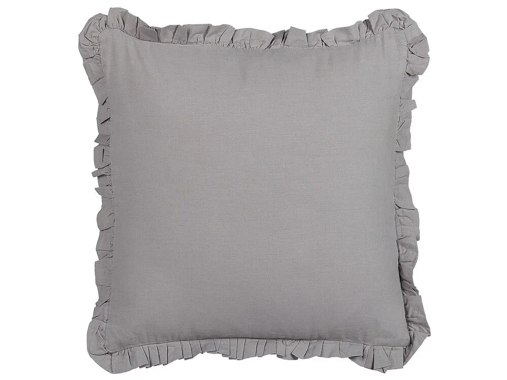 Set of 2 Decorative Cushions GLABRA Linen 45 x 45 cm Grey Solid