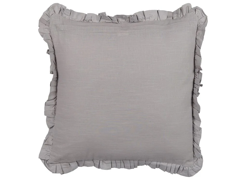 Set of 2 Decorative Cushions GLABRA Linen 45 x 45 cm Grey Solid