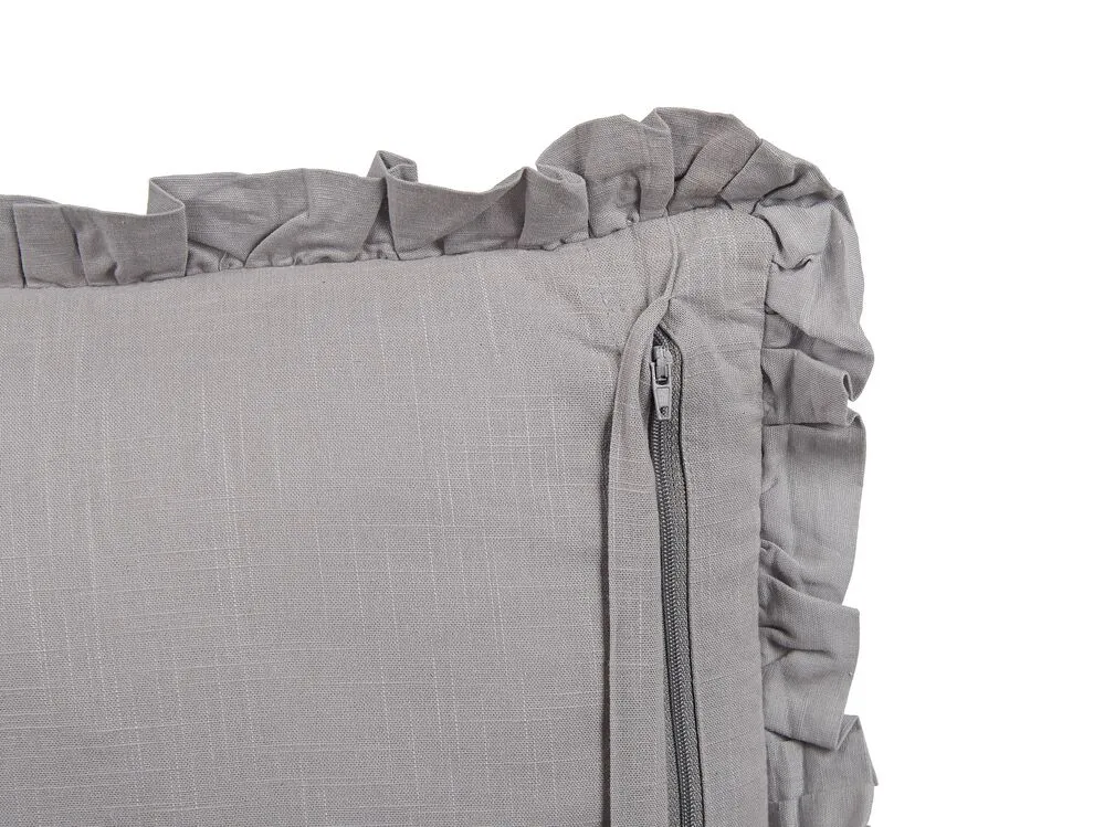 Set of 2 Decorative Cushions GLABRA Linen 45 x 45 cm Grey Solid