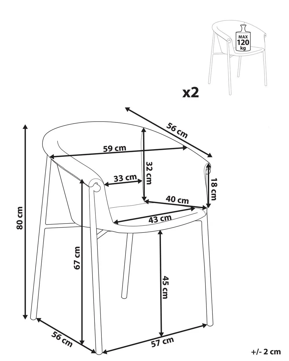 Set of 2 Dining Chairs AMES Orange