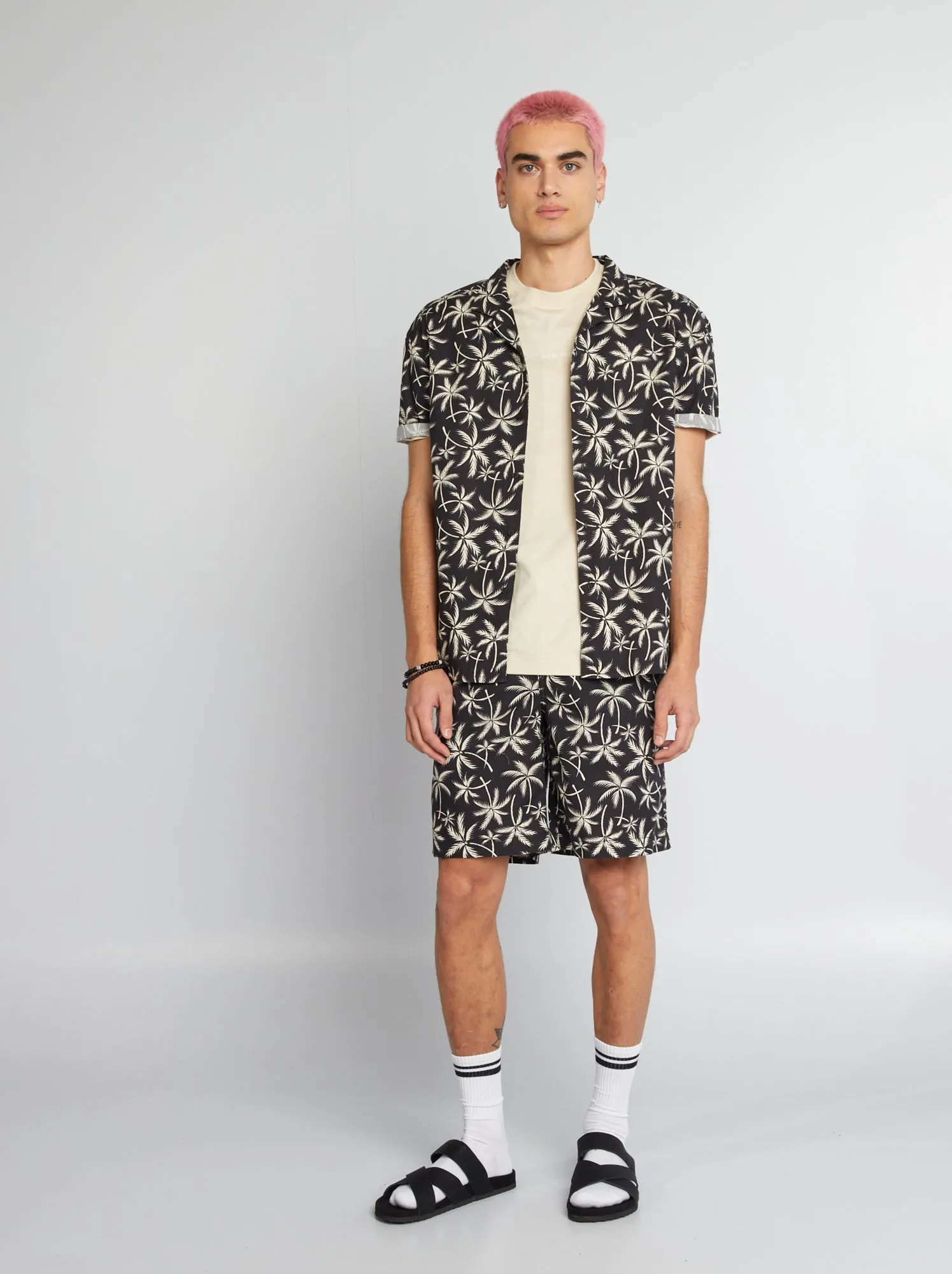 Shorts in cotone stampato - GRIGIO
