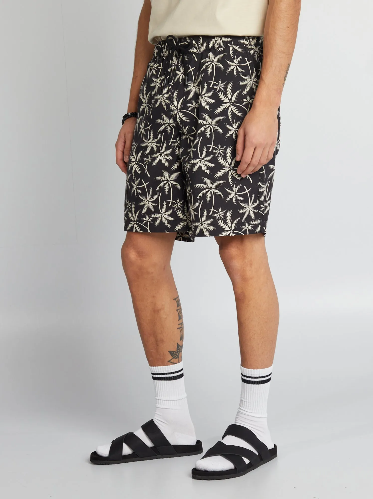 Shorts in cotone stampato - GRIGIO