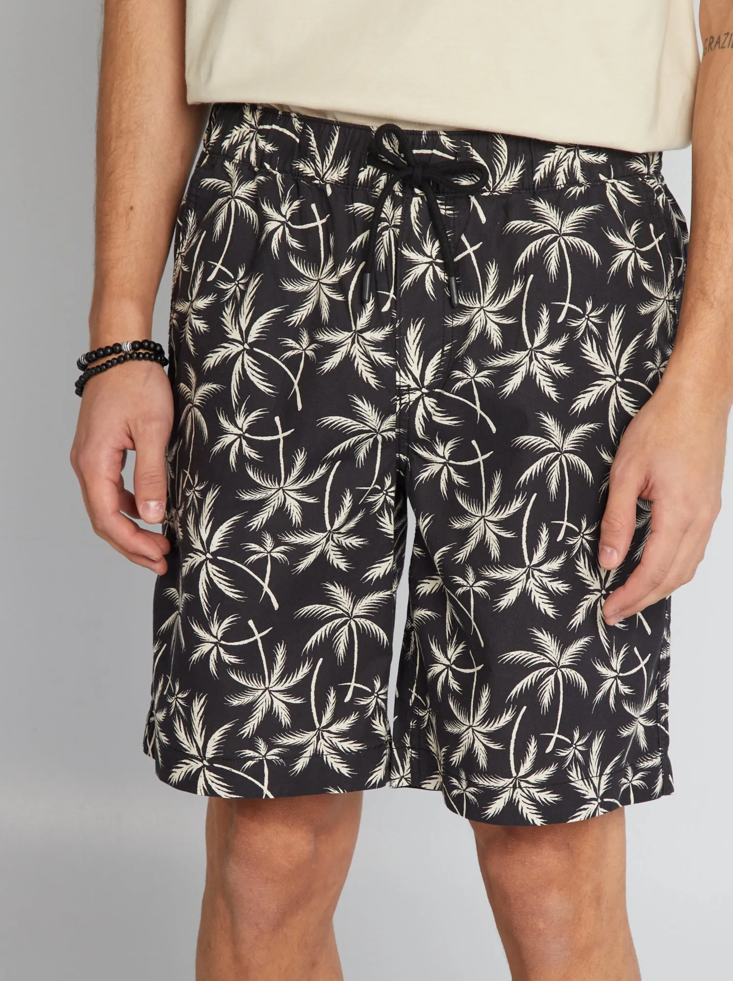 Shorts in cotone stampato - GRIGIO