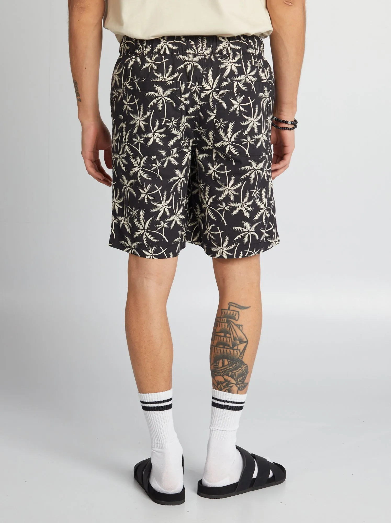 Shorts in cotone stampato - GRIGIO