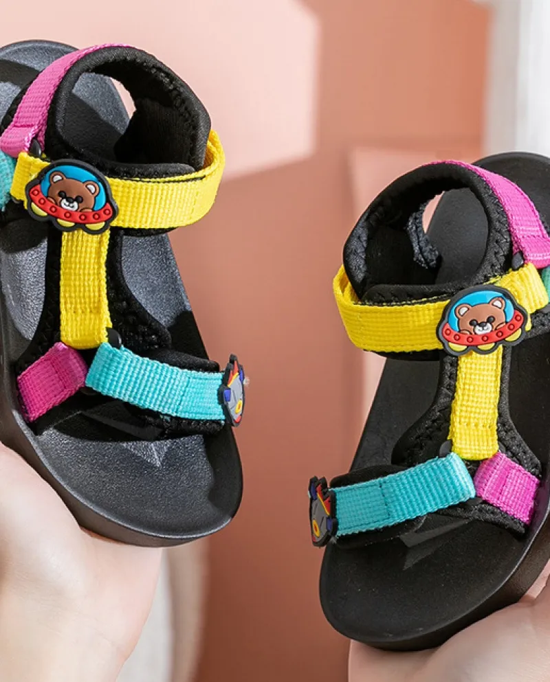 Simpatici sandali da spiaggia open toe per ragazzi e ragazze bambini colorblock non