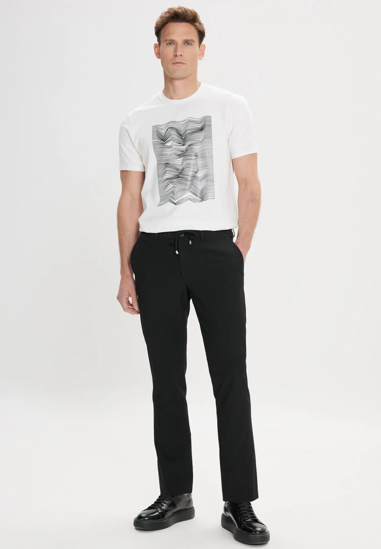 SLIM FIT SIDE POCKET WAIST TIE - Pantaloni