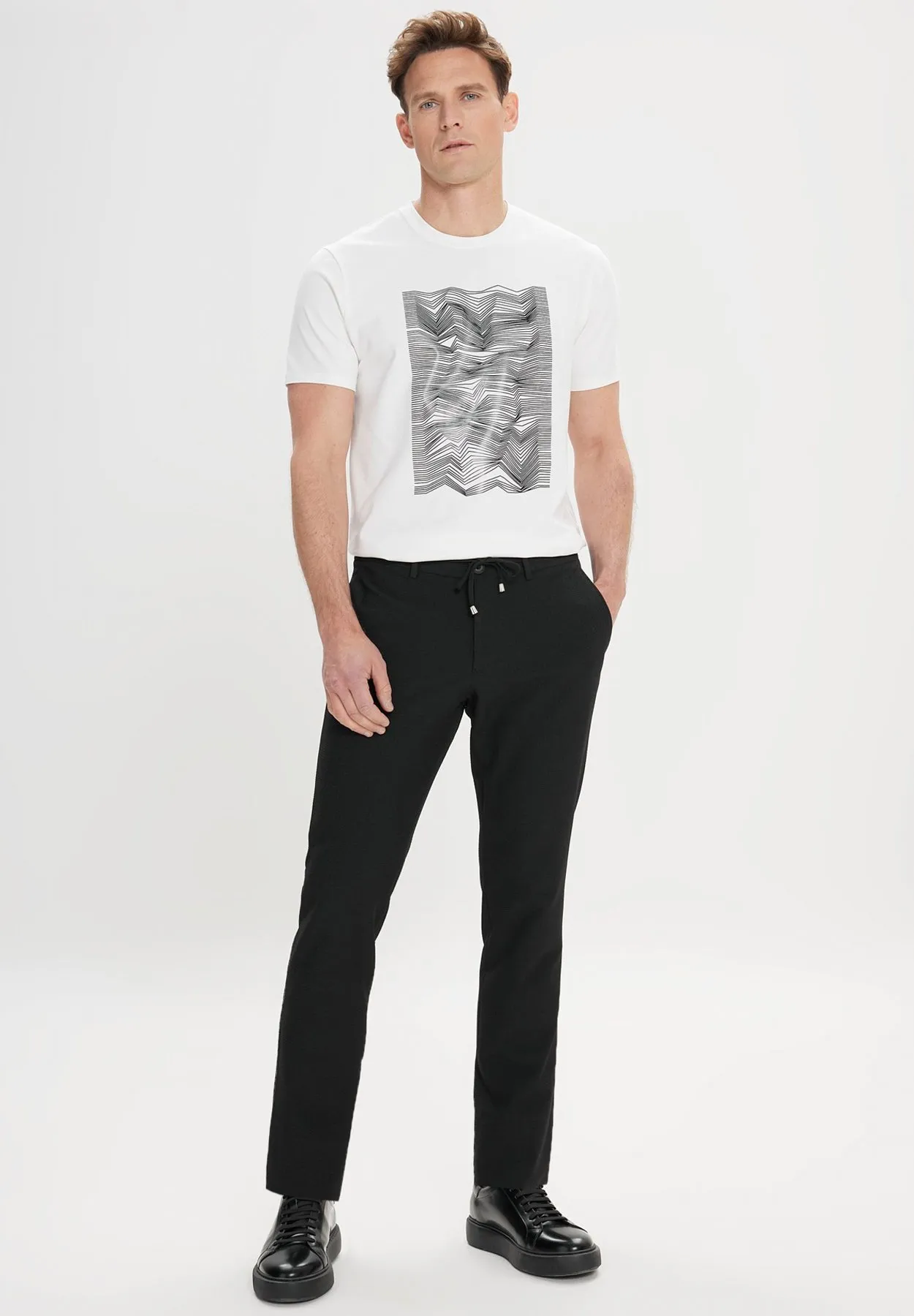 SLIM FIT SIDE POCKET WAIST TIE - Pantaloni