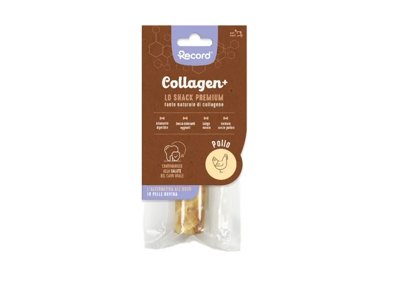 Snack per cani Record tronchetto gusto pollo Collagen+ 50 gr